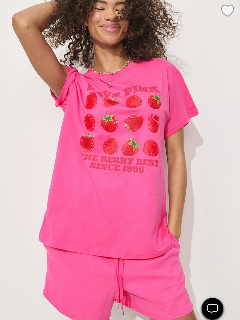 PINK Victoria's Secret Cherry Ivy Shorts & Tee Sz Med NWT